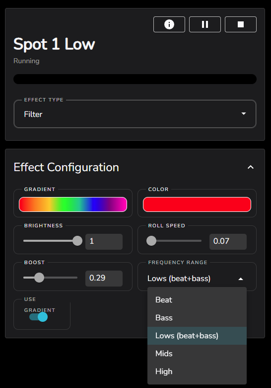 Filter settings
