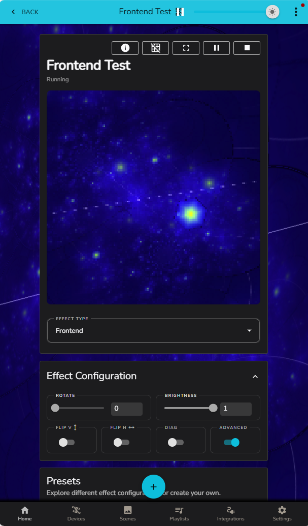 Frontend effect UI