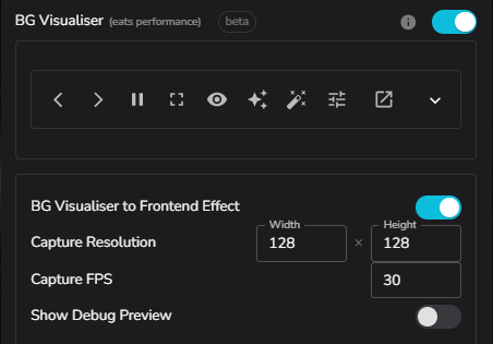 BG Visualiser to Frontend Effect configuration