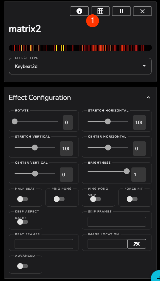 Select keybeat and turn on the matrix display