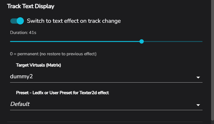 Track Text section