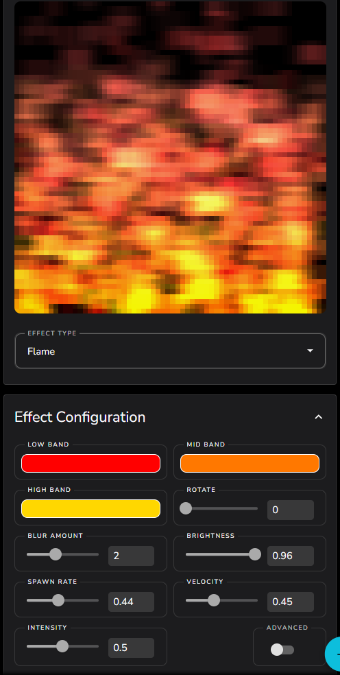 Flame settings
