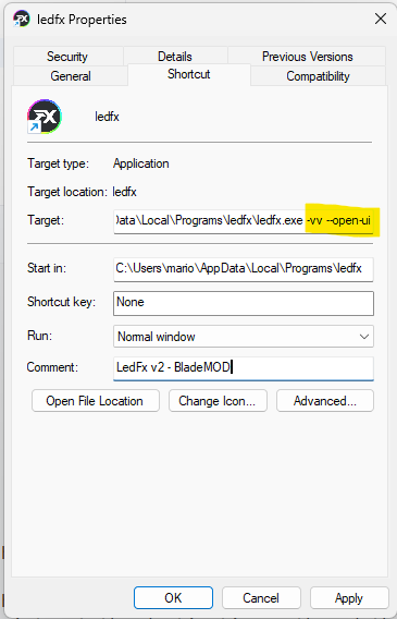 Desktop shortcut