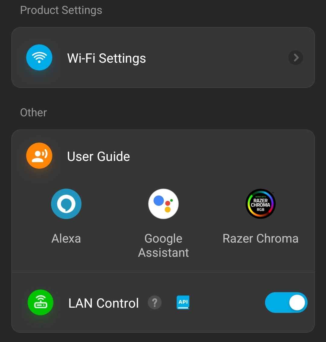 Wifi Settings and LAN switch